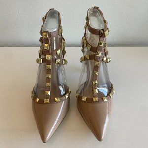 Sole Society Tiia Studded T-Strap Patent Leather Pump Size 8.5